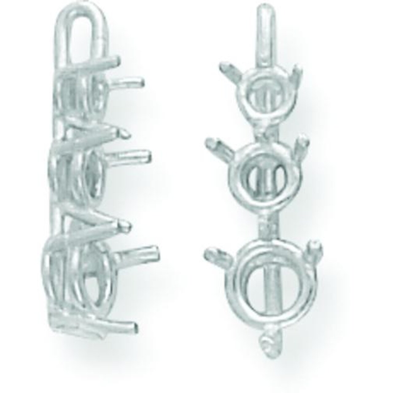 14K White Gold Round 3 Stone Pendant Setting (2.20 to 5.80mm Stones)